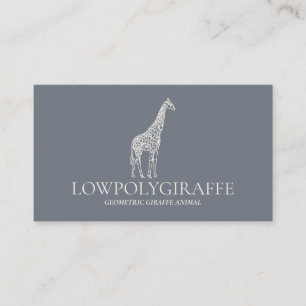 Navy Sage Cream Animal Lowpoly Giraffe Visitekaartje