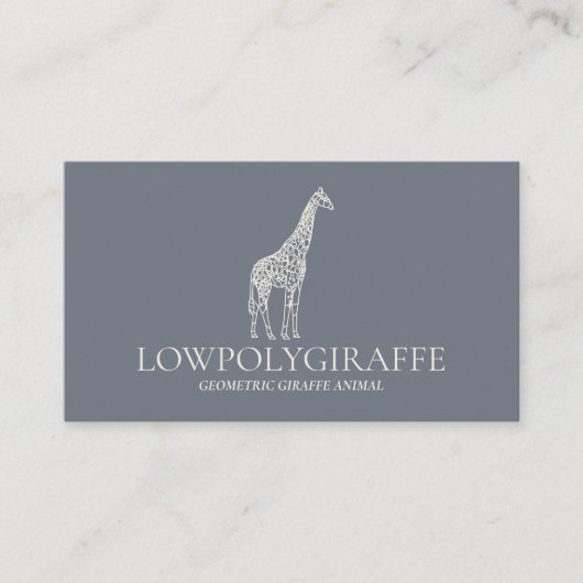 Navy Sage Cream Animal Lowpoly Giraffe Visitekaartje (Voorkant)