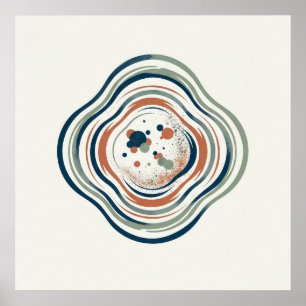 Navy Sage Terracotta Organische Contour Abstracte  Poster