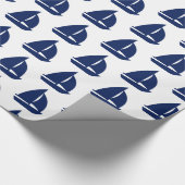 Navy Sailboat Print Cadeaupapier (Hoek)