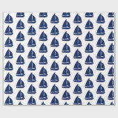 Navy Sailboat Print Cadeaupapier (Vlak)