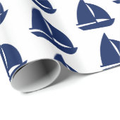 Navy Sailboat Print Cadeaupapier (Rol Hoek)