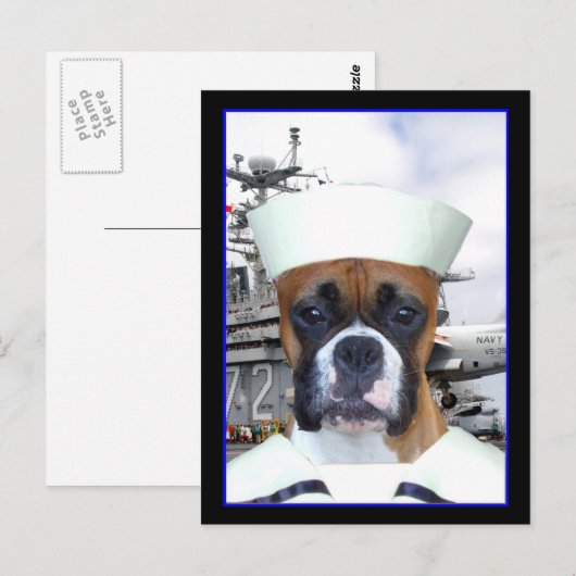 Navy Sailor Boxer Dog Briefkaart (Voorkant / Achterkant)