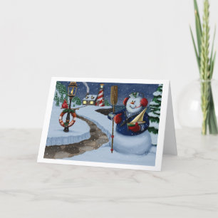 Navy Sailor Snowman Holiday Greeting Card Feestdagen Kaart