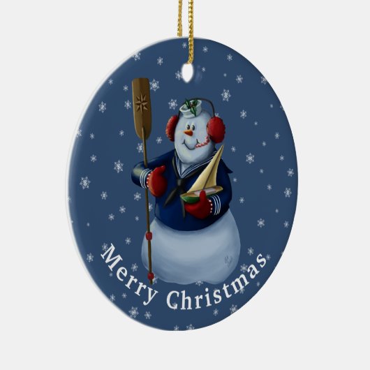 Navy Sailor Snowman Ornament Gift (Rechts)