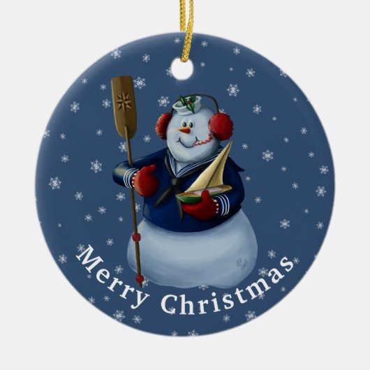 Navy Sailor Snowman Ornament Gift (Voorkant)