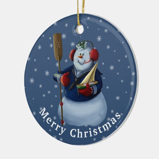 Navy Sailor Snowman Ornament Gift (Links)
