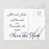 Navy Save the Date Aankondigingen Briefkaarten (Achterkant)