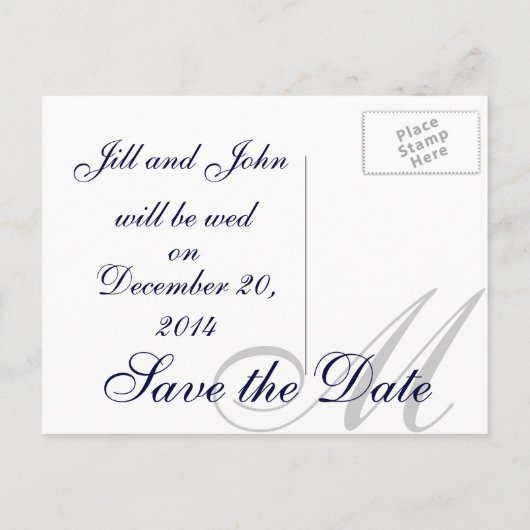 Navy Save the Date Aankondigingen Briefkaarten (Achterkant)