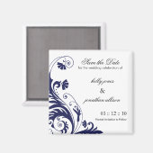 Navy Save the Date Bruiloft Magneet (Voorkant / Achterkant)