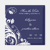 Navy Save the Date Bruiloft Magneet (Voorkant)