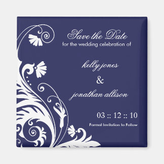 Navy Save the Date Bruiloft Magneet