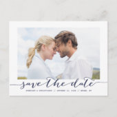 Navy Save the Date Script Lijst Fotoaankondiging Aankondigingskaart (Voorkant)