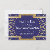 Navy Save the Date Wedding Party Gold Invites (Voorkant)