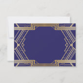 Navy Save the Date Wedding Party Gold Invites (Achterkant)