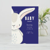 Navy Schattigee Waterverf Bunny Baby shower Kaart (Staand voorkant)