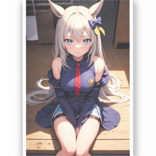 Navy Scholar Neko Sticker (Voorkant)