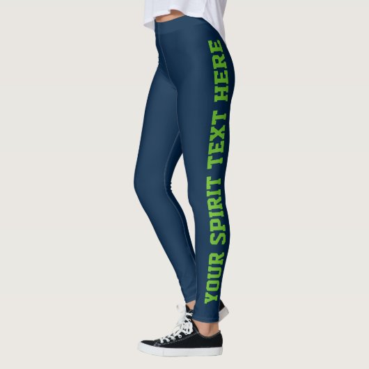 Navy School Spirit Leggings Aangepaste groene teks (Links)