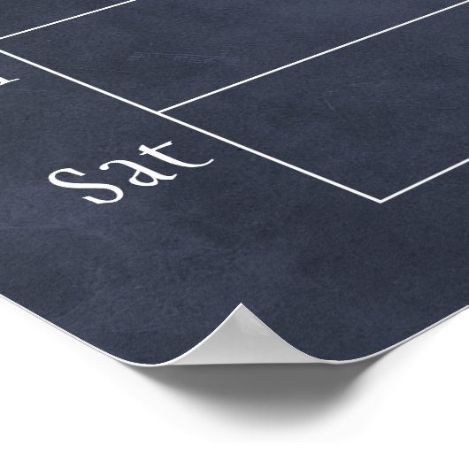 Navy Schoolbord Weekelijkse Familie Monogram Kalen Poster (Hoek)