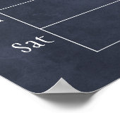 Navy Schoolbord Weekelijkse Gezins Monogram Kalend Poster (Hoek)