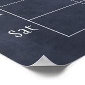 Navy Schoolbord Wekelijkse Gezins Monogram Kalende Poster (Hoek)