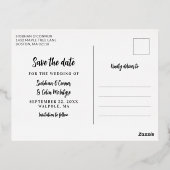 Navy Script 3 Foto's Bruiloft Save Our Date Folie Uitnodiging Briefkaart (Achterkant)