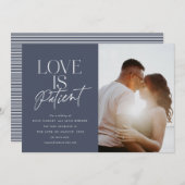 Navy Script Love Wedding Photo Change Aankondiging (Voorkant / Achterkant)