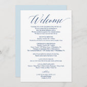 Navy Script Trouwroute Welkomstbrief Programmakaart (Voorkant / Achterkant)