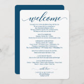 Navy Script Wedding Itinerary - Weddenschap Kaart (Voorkant / Achterkant)