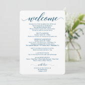Navy Script Wedding Itinerary - Weddenschap Kaart (Staand voorkant)