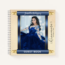 Navy Scroll Foto Budget Quinceañera Gastenboek Notitieboek