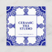 Navy Seamless Mosaic Tile Pattern Ornament Vierkante Visitekaartje (Voorkant)