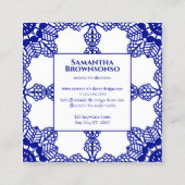 Navy Seamless Mosaic Tile Pattern Ornament Vierkante Visitekaartje (Achterkant)