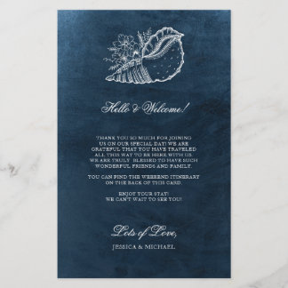 Navy Seashell Beach Weddenschap Welkomstreisroute