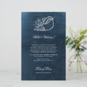Navy Seashell Beach Weddenschap Welkomstreisroute (Staand voorkant)