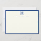 Navy Seashell Flat Correspondence Note Kaart Notitiekaartje (Voorkant)