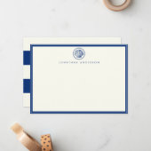 Navy Seashell Flat Correspondence Note Kaart Notitiekaartje (Voorkant / Achterkant in situ)