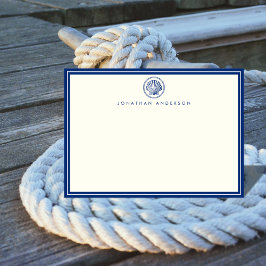 Navy Seashell Flat Correspondence Note Kaart Notitiekaartje
