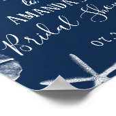 Navy Seashells Beach Wedding Vrijgezellenfeest Wel Poster (Hoek)