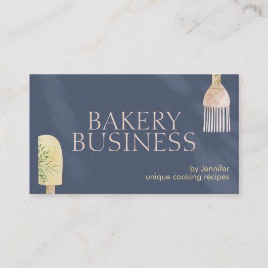 Navy Shadow Pastry Spoon Spatula Chef Bake Visitekaartje (Voorkant)