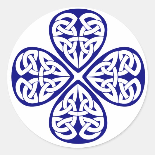 Navy Shamrock Keltische knoop Ronde Sticker (Voorkant)