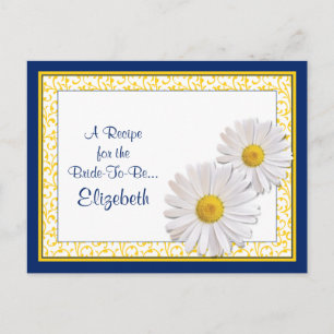 Navy Shasta Daisy Recept Kaart voor de bruid te zi