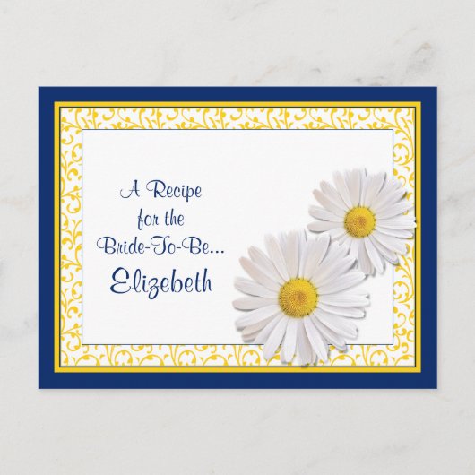 Navy Shasta Daisy Recept Kaart voor de bruid te zi (Voorkant)