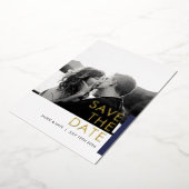 Navy Shimmer Save the Date folie card Folie Uitnodiging (Gedraaid)