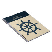 navy ship wheel with Beige name Coastal travel Notitieboek (Rechterzijde)