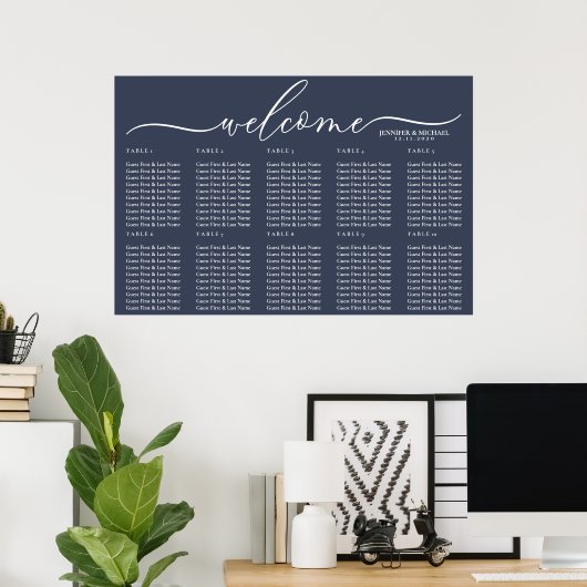 Navy Signature Celebration Welcome Seating Table Poster (Thuiskantoor)