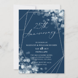 Navy & Silver 25e bruiloft Jubileum Kaart