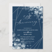 Navy & Silver 50e bruiloft Jubileum Kaart (Voorkant)