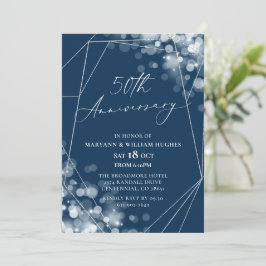 Navy & Silver 50e bruiloft Jubileum Kaart