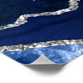 Navy Silver Agate Wedding Seating Chart 12 Table Poster (Hoek)